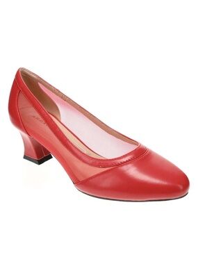 ARRAY Womens Marilyn Low Heel Pump with Mesh Detail, Red, 12 W (Wide)